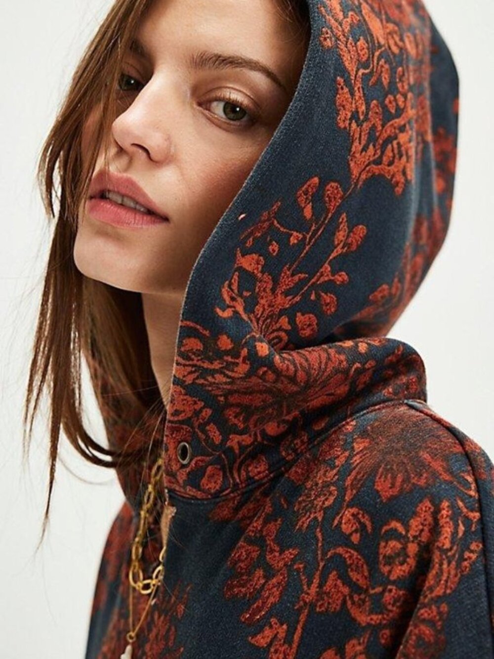 Free People We The Free It's A Vibe Printed Hoodie Oversized Pocket Jacket L